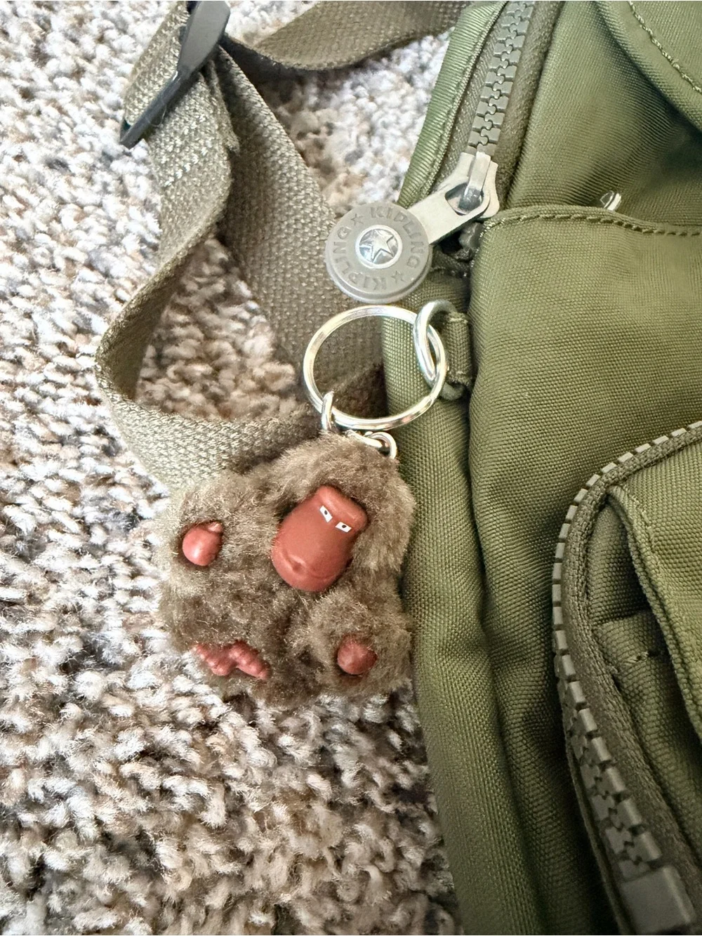 Kipling Olive Green Mini Backpack with Front Pockets
